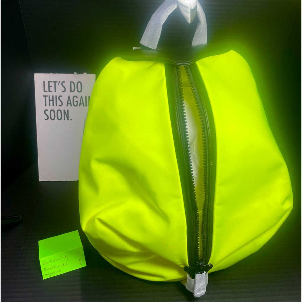 BNWT Rebecca Minkoff Jumbo Zipped Nylon Backpack Neon Yellow Eye Catcher!